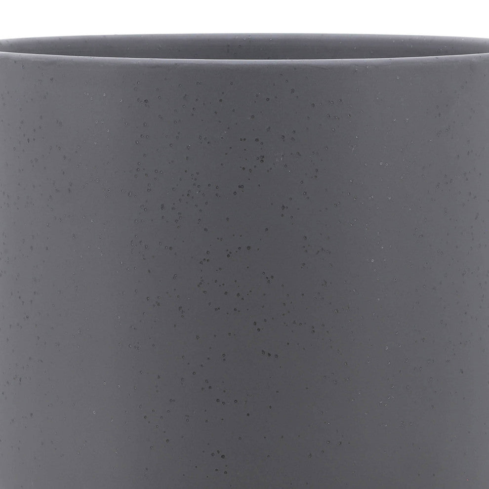 2-Piece Set Planter With Wood Stand, Matte Gray