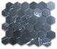 Nero Marquina Black Marble 2 inch Hexagon Mosaic Tile Polished, 1 sheet