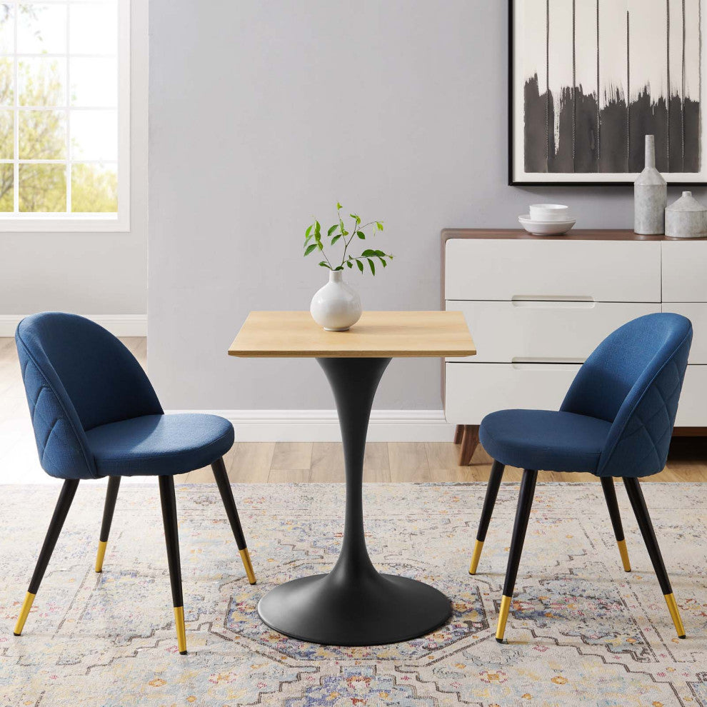 Dining Table, Square, Wood, Black Brown Natural, Modern, Cafe Bistro Restaurant