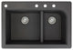 Radius 33" silQ Granite Drop-in Double Bowl Kitchen Sink with 4 Holes in Black