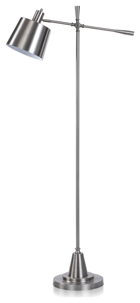 Gemma Steel Task Floor Lamp Brushed Steel Finish Silver Shade