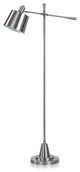 Gemma Steel Task Floor Lamp Brushed Steel Finish Silver Shade