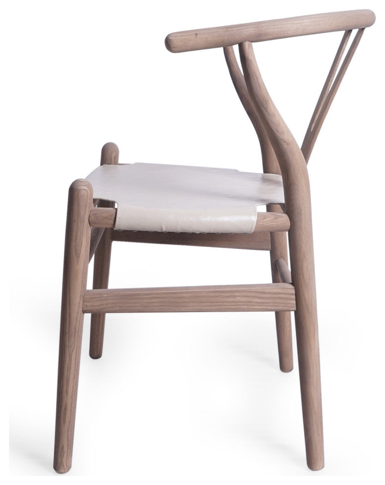 Quince Mid Century Boho Ash Wood Dining Chairs, Set of 2, Tan + Antique