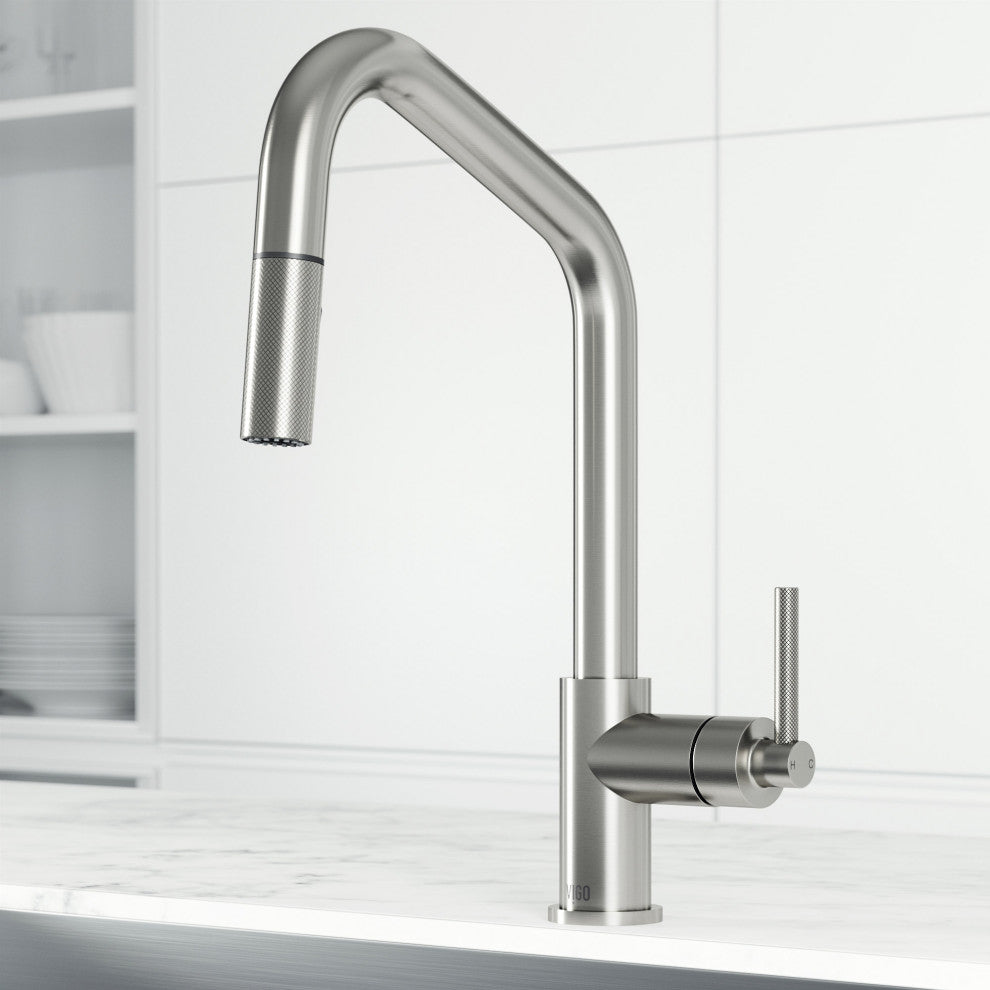 VIGO Utopia 14" H Single Handle Pull-Down Sprayer Kitchen Bar Faucet, Stainless Steel