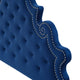 Tufted Platform Bed Frame, Full Size, Velvet, Blue Navy, Modern Contemporary