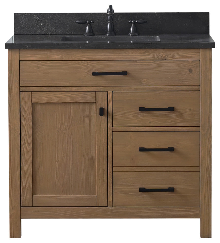Jasper 36" Bathroom Vanity, Textured Natural, Blue Limestone