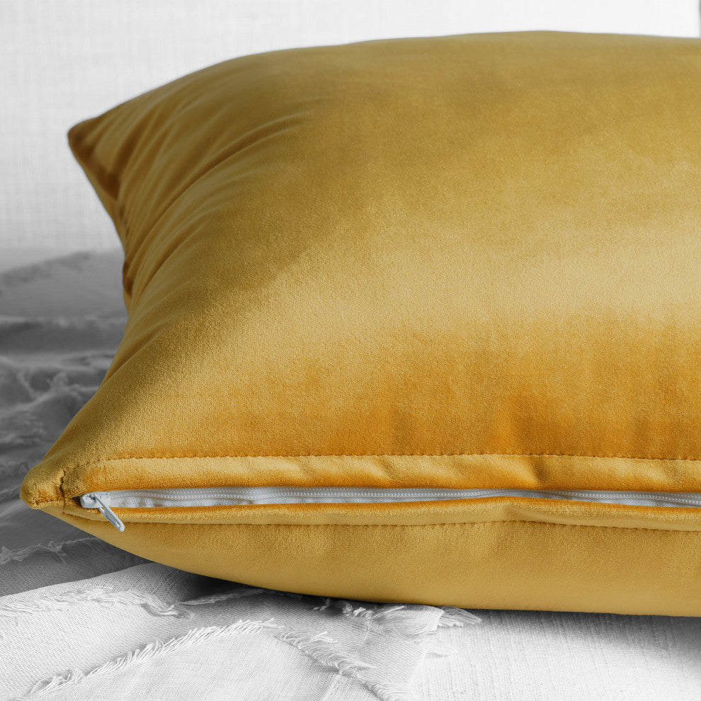 Heritage Plush Velvet Cushion Cover Pair, Aztec Gold, 18w X 18l