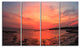 "Outstanding Panorama of Sunset in Sea" Seascape Art Canvas, 4 Panels, 48"x28"
