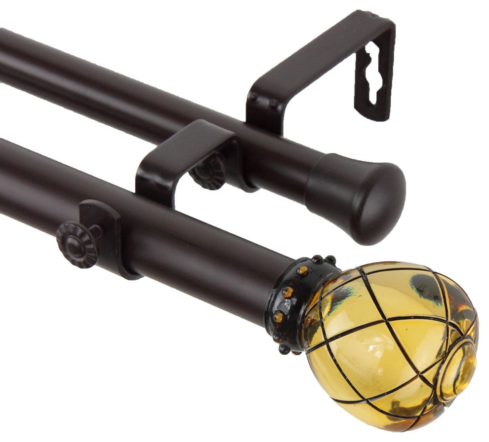 Supreme Double Curtain Rod, Clear Champagne, 120-170"