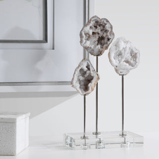 Uttermost Cyrene Contemporary Steel Marble and Crystal Accessory in White