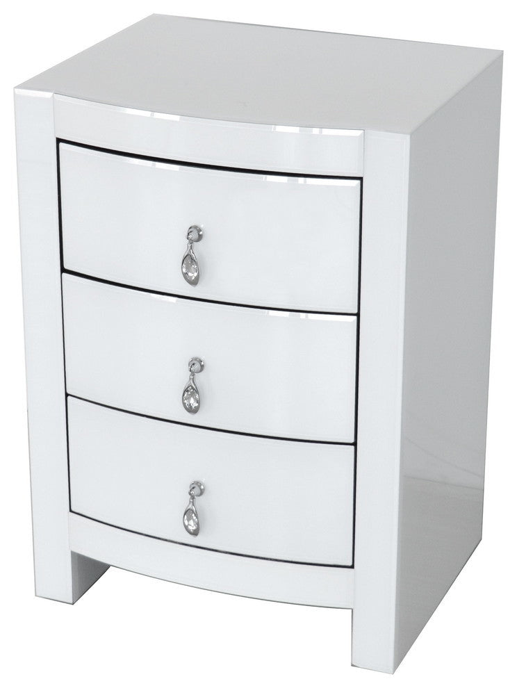 Hot Curved White Glass Chest