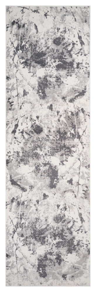 Clifton Abstract Ivory Gray Power-Loom Area Rug 5'3" x 7'6"