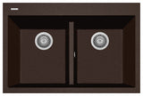 One Series 33" Drop-In Double-Bowl Granite Sink, Brown, Drop-in