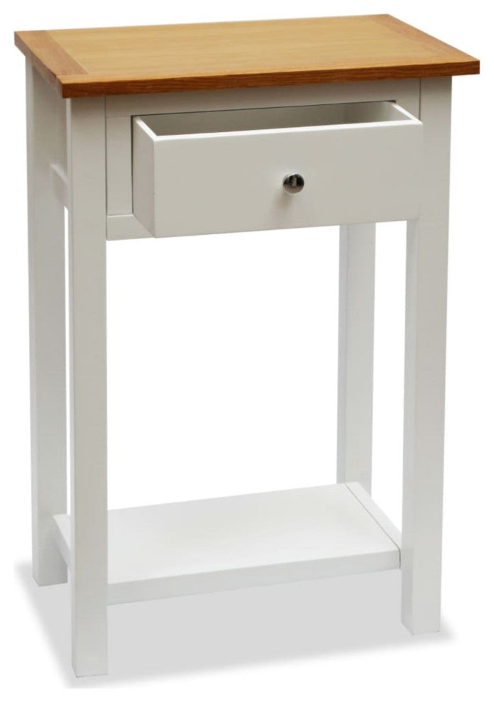 Vidaxl End Table 19.7"x12.6"x29.5" Solid Oak Wood Set of 2