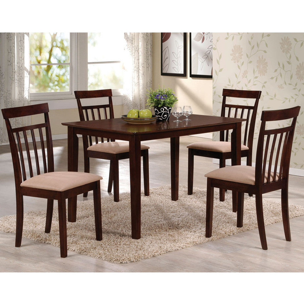 5-Piece Dining Set, Espresso/Beige Finish
