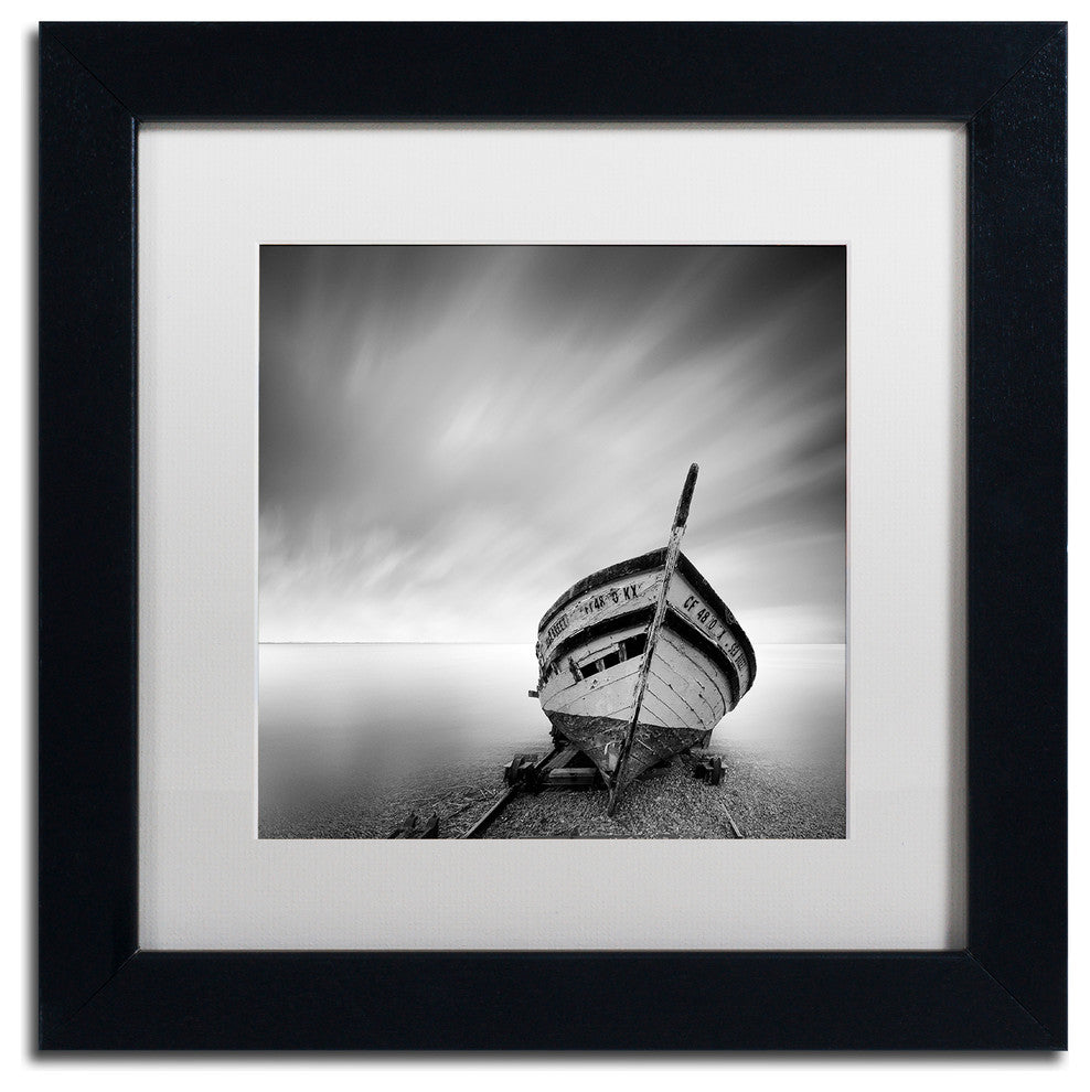 "Boat I" Matted Framed Canvas Art by Moises Levy