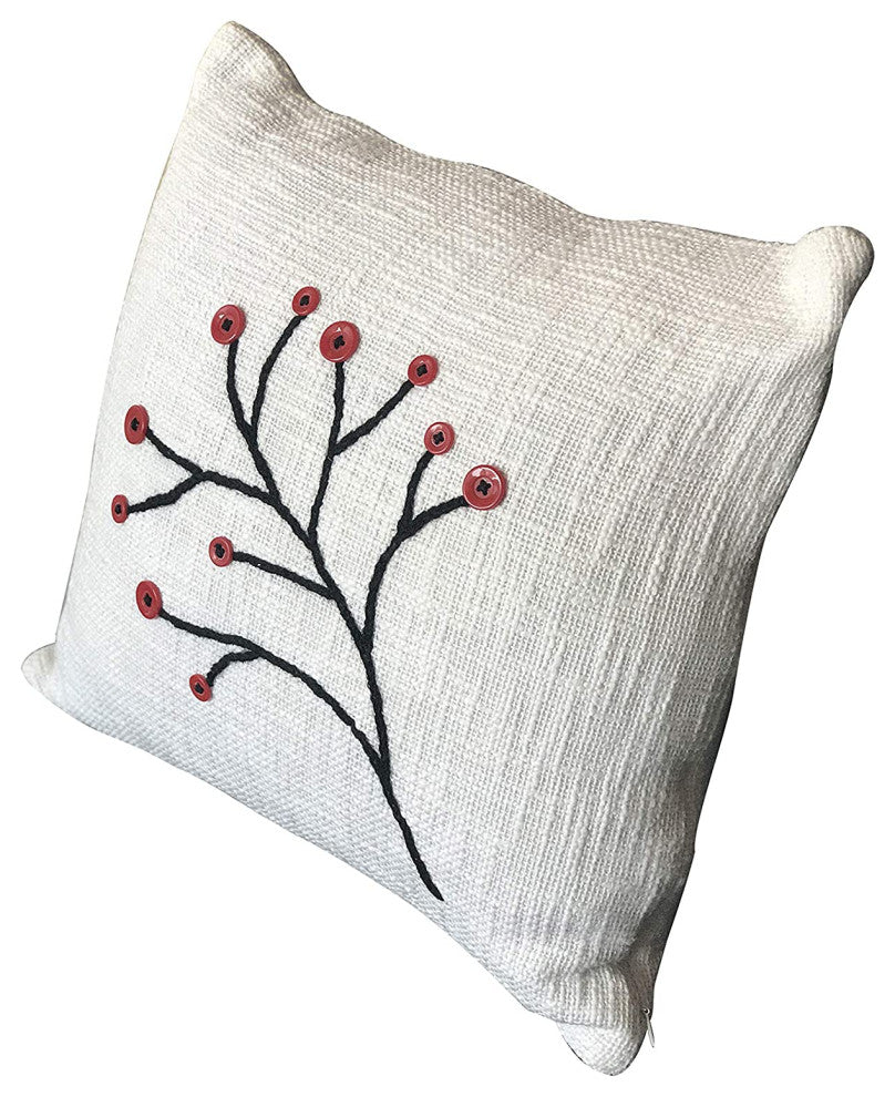 DecorShore White Black Red Decorative Cotton Throw Pillow Cover | 18 X 18 inch