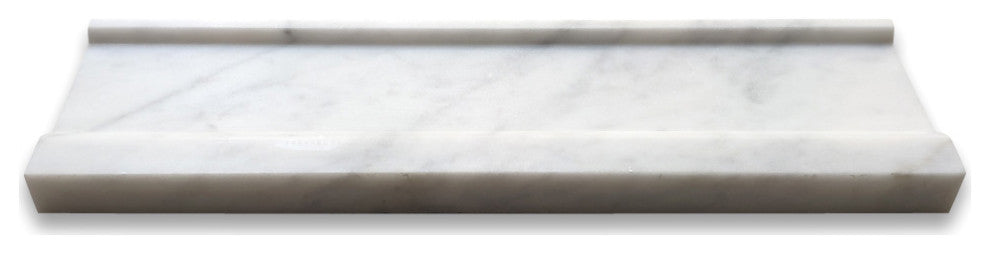 Carrara White Marble 4x12 Plaza Trim Molding Baseboard Edging Honed, 1 piece
