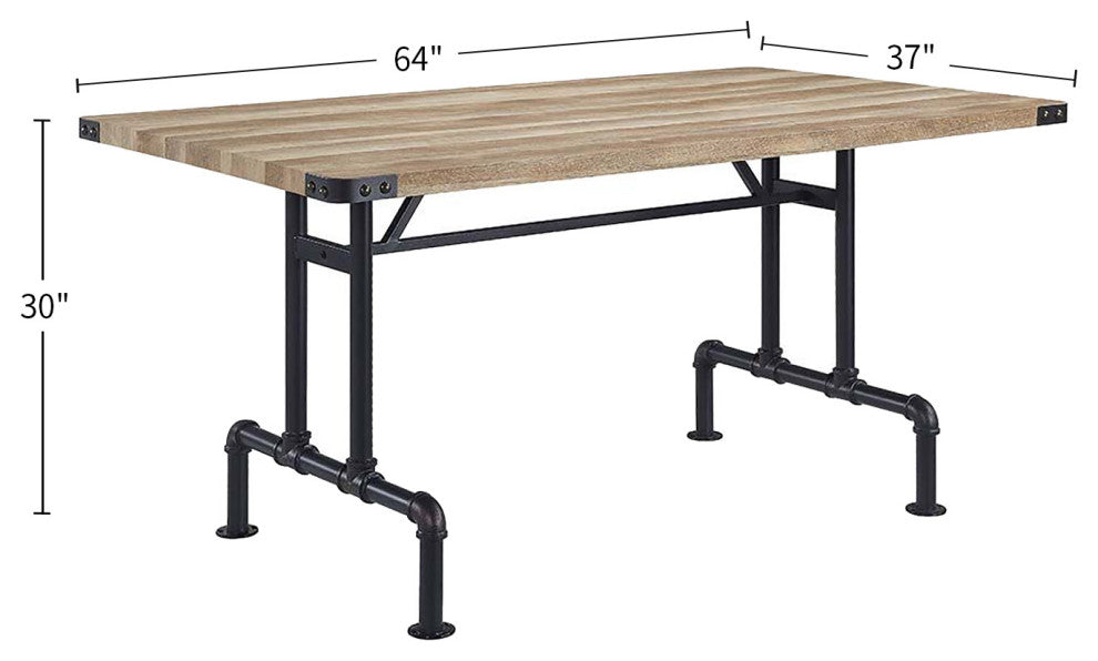 Rectangular Dining Table, Oak and Sandy Black Finish