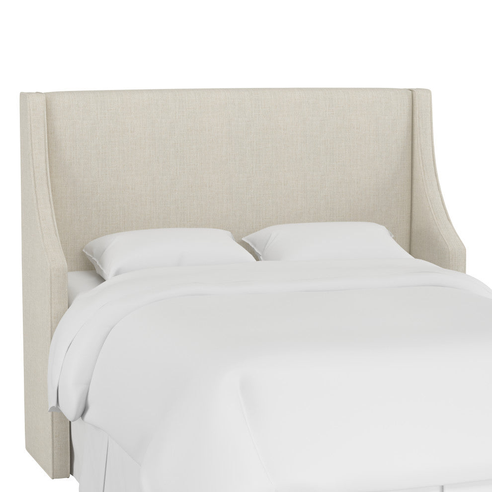 Wingback Headboard, Linen Talc, Queen