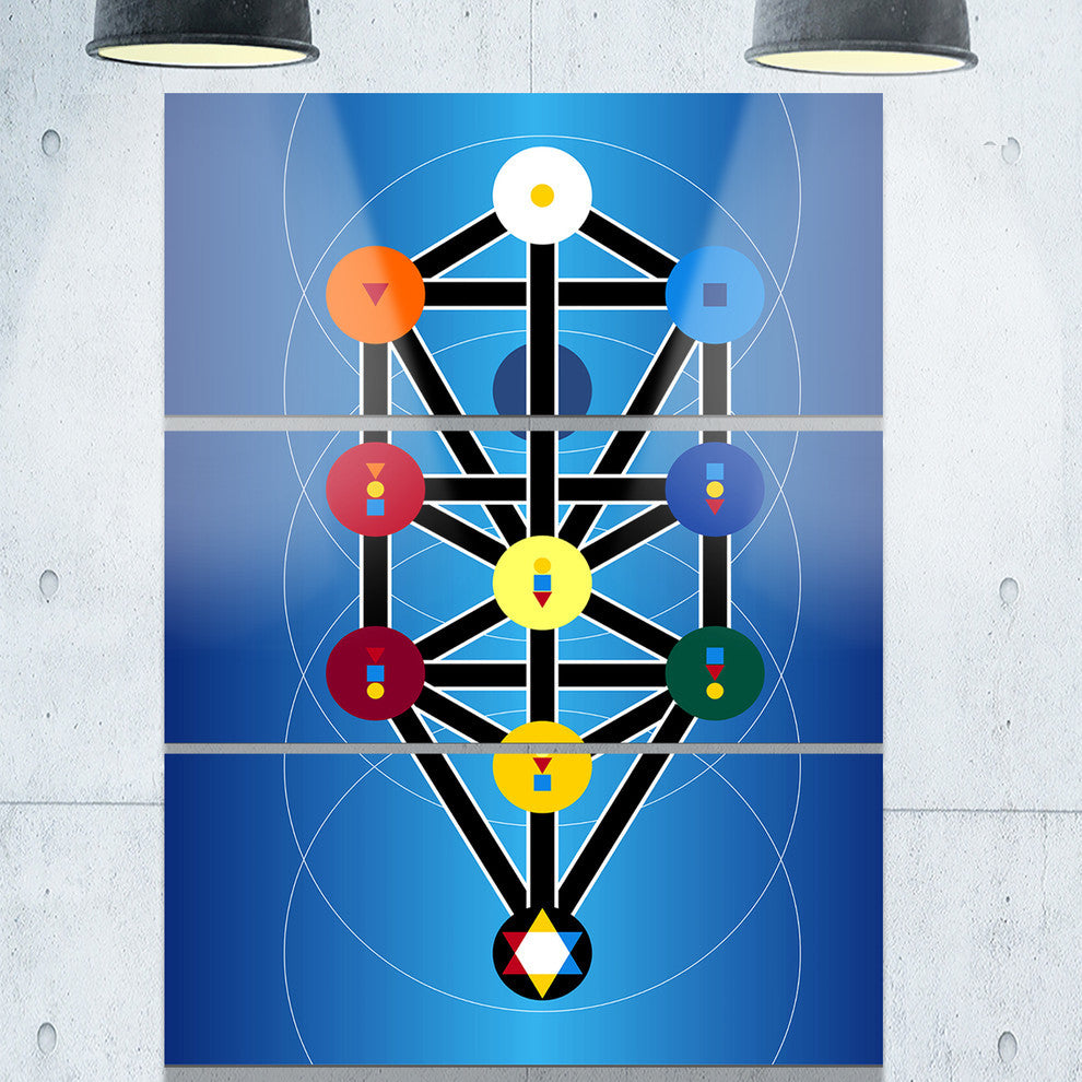 "Cabala Jewish Symbols" Digital Metal Wall Art, 3 Panels, 28"x36"