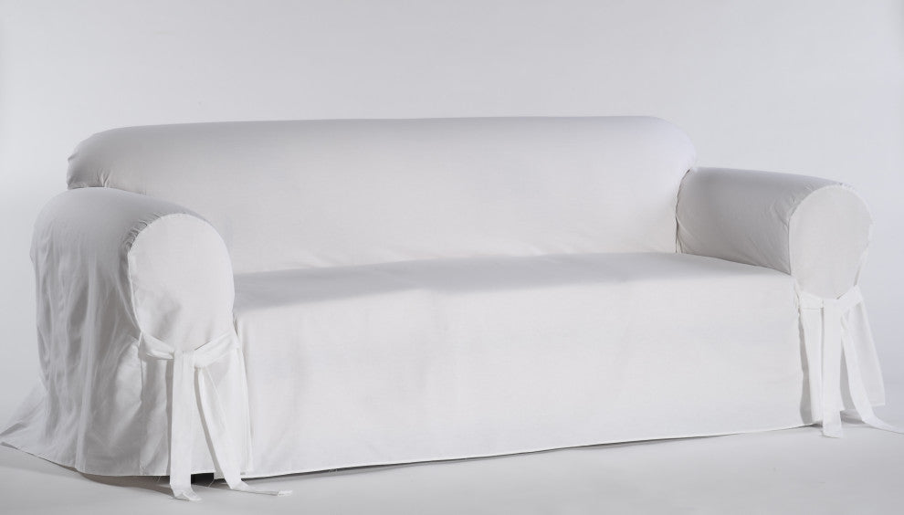 Classic Slipcovers Cotton Duck 1-Piece Sofa Slipcover, White