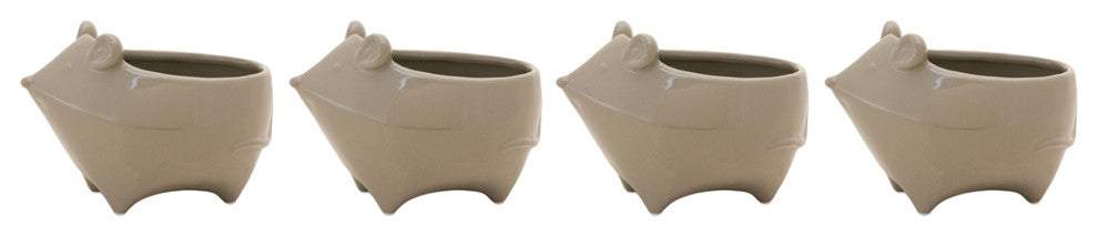Ceramic Mouse Planter, Set of 4