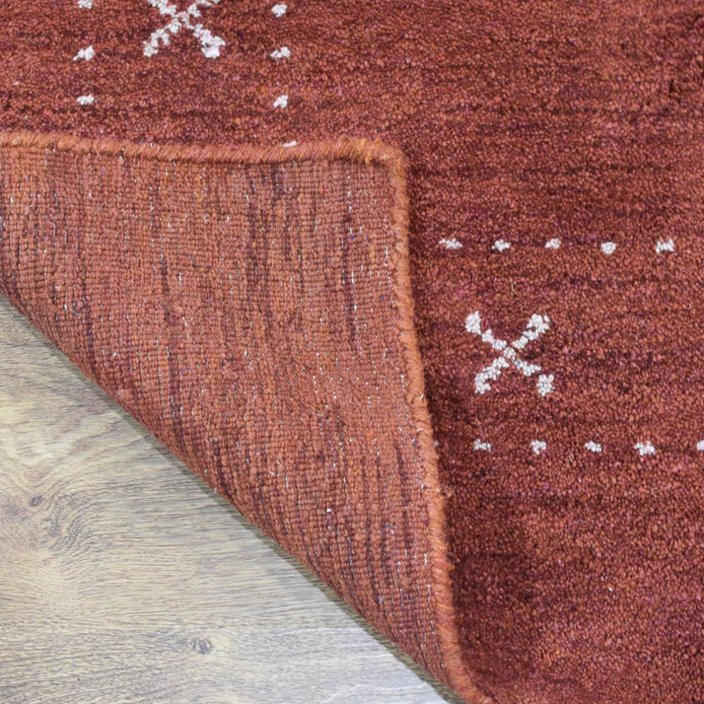 HAND KNOTTED LOOM SILK AREA RUGS-6'x9',Rectangle,Dark Orange,Contemporary