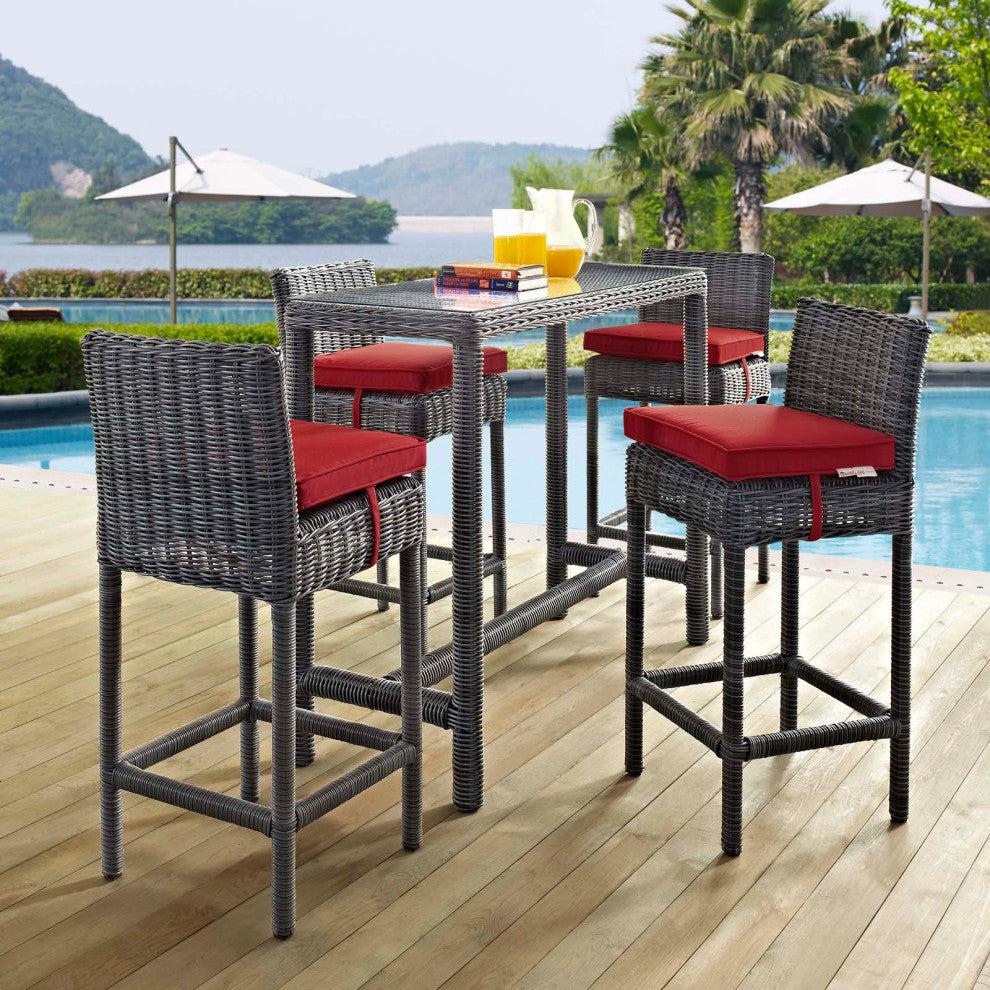 Summon 5 Piece Outdoor Patio Sunbrella Pub Set by Modway