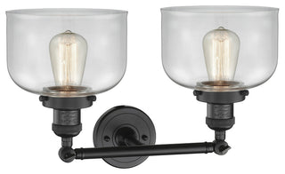 Large Bell 2-Light Bath Fixture, Matte Black, Glass: Clear