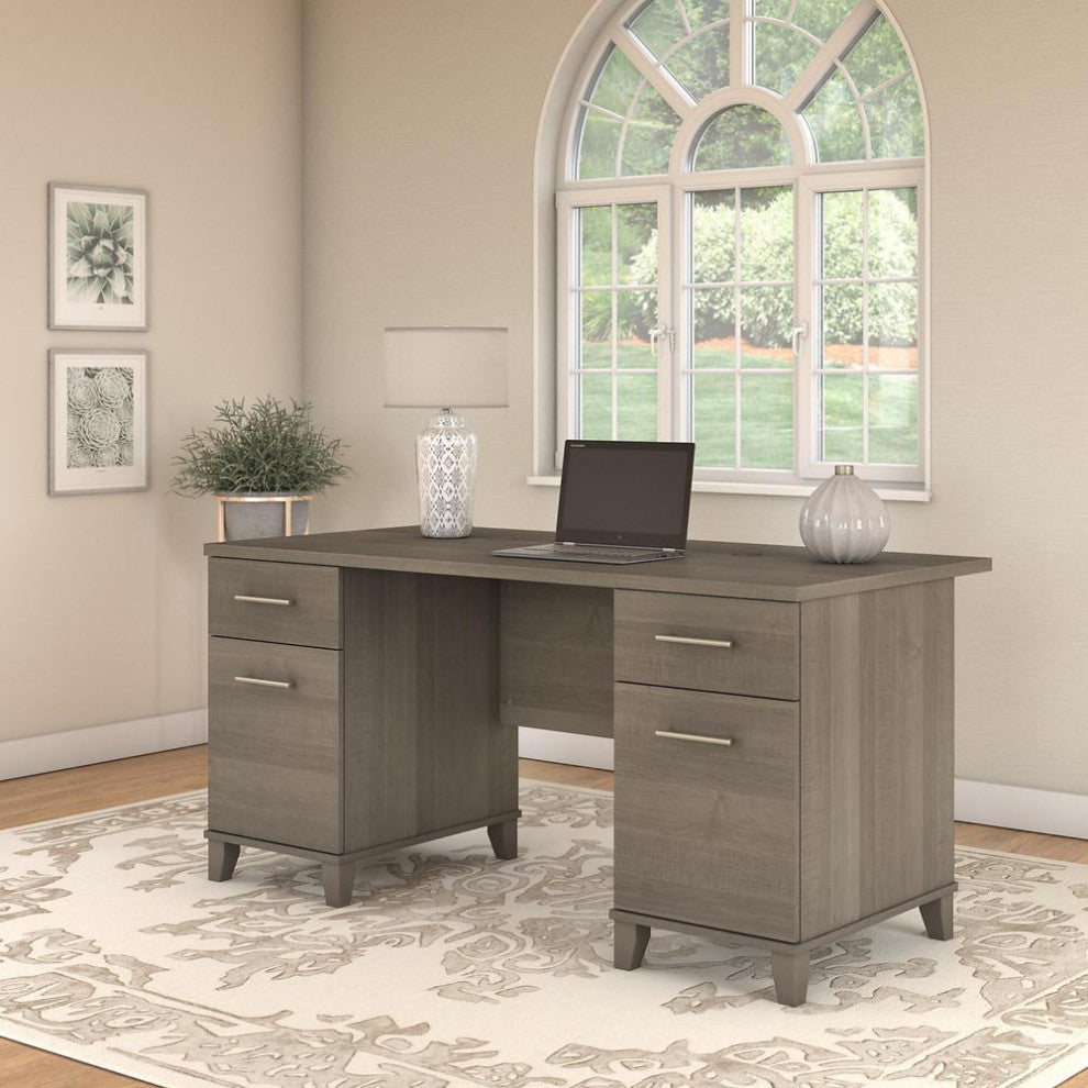 Bush Furniture Somerset 60W Office Desk with Drawers Ash Gray
