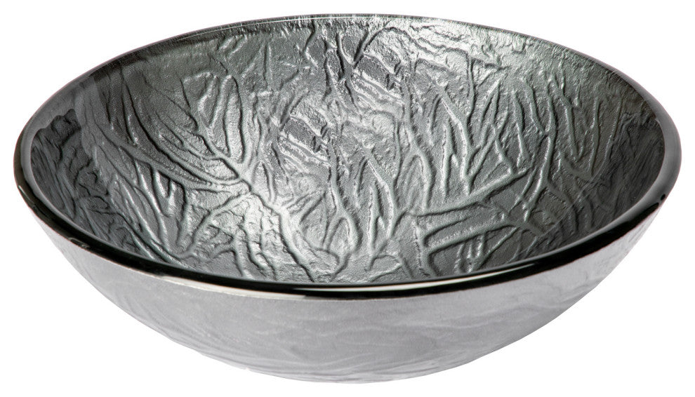 Eden Bath EB_GS77 Silver Embossed Round Glass Vessel Sink