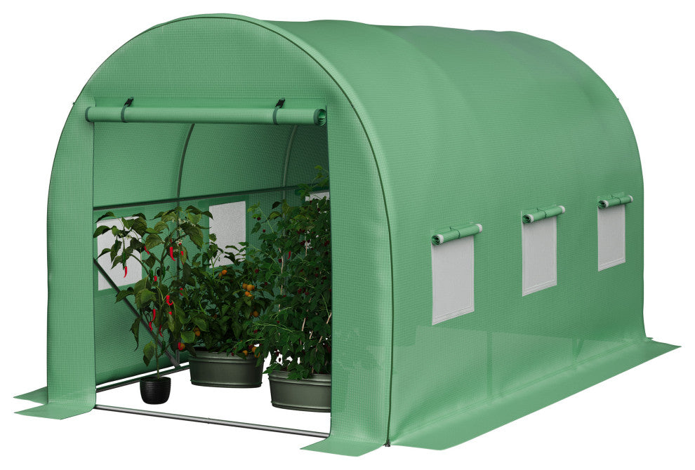 Walk, Greenhouse Outdoor Green House With Windows Mesh-Reinforced Cover