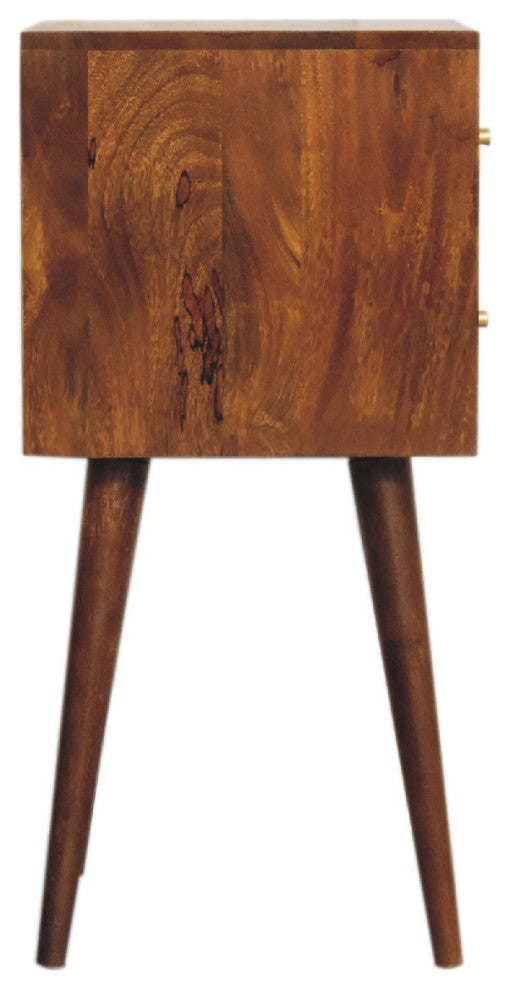 Mini Chestnut Cube 2 Drawer Nightstand
