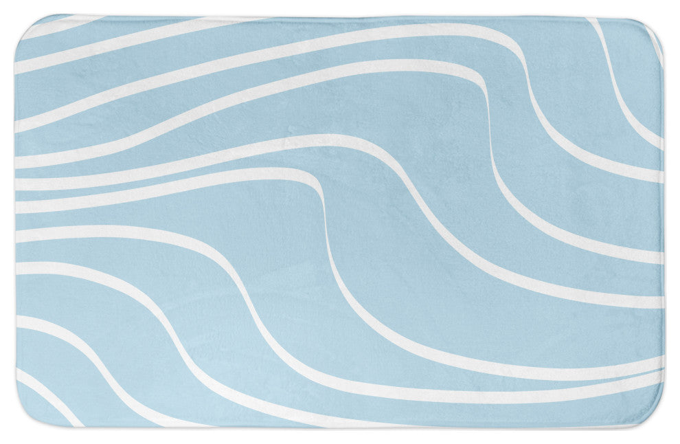 Wavy Lines On Blue 21x34 Bath Mat