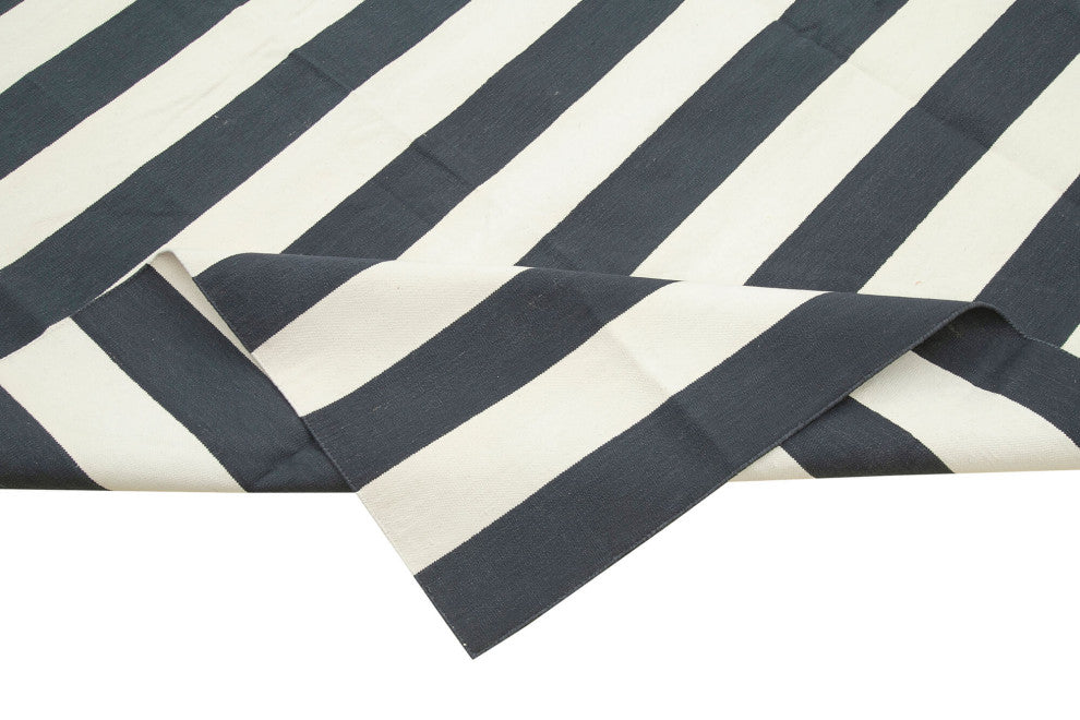 Rug N Carpet - Handmade Wool 10' 0'' x 14' 2'' Modern Design Dhurrie Kilim Rug