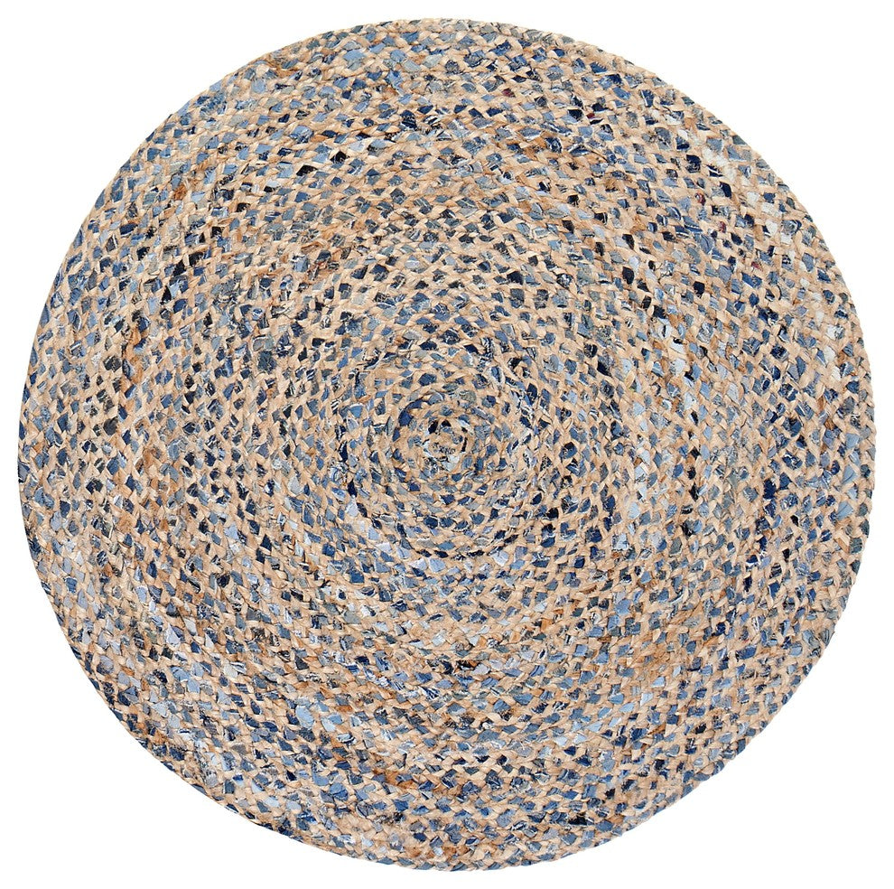 Anji Mountain Kerala Denim & Jute Area Rug, Round 6'' x 6''