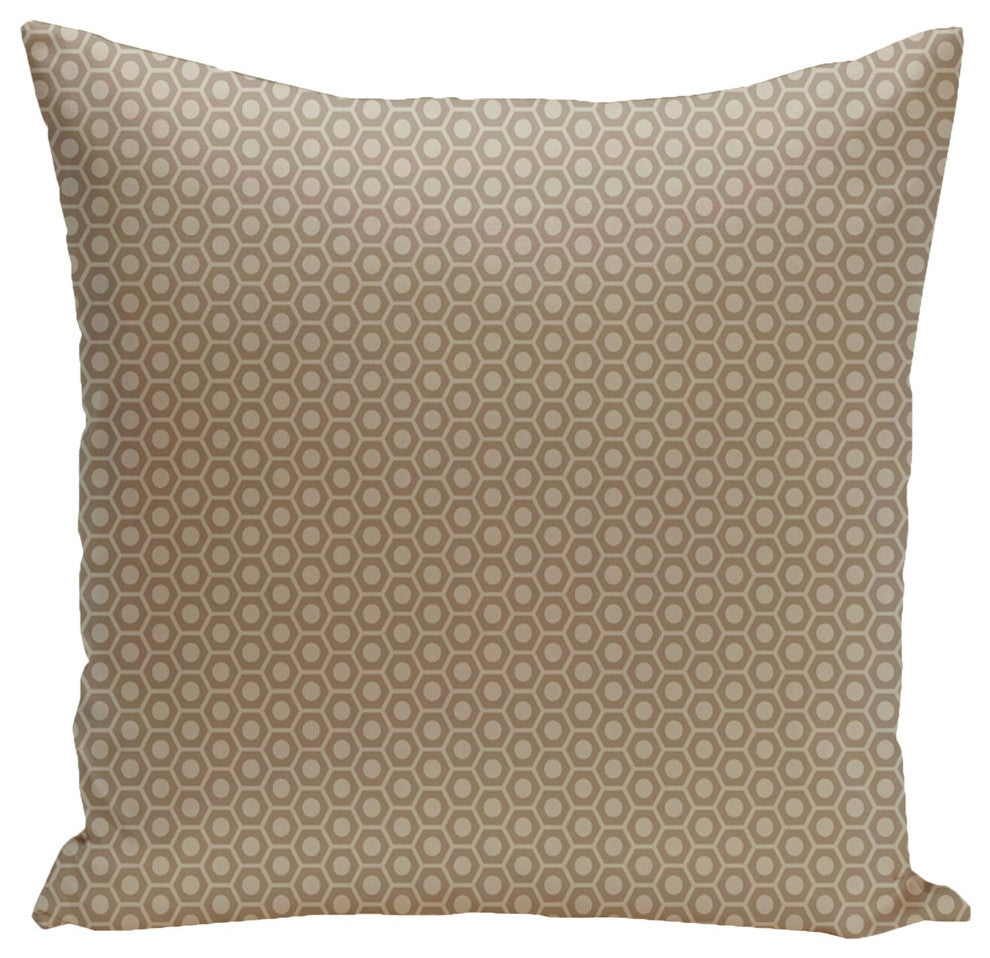 Geometric Decorative Pillow, Flax Oatmeal, 16"x16"