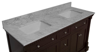 Sydney 60" Bathroom Vanity, Chocolate, Carrara Marble, Double Sink