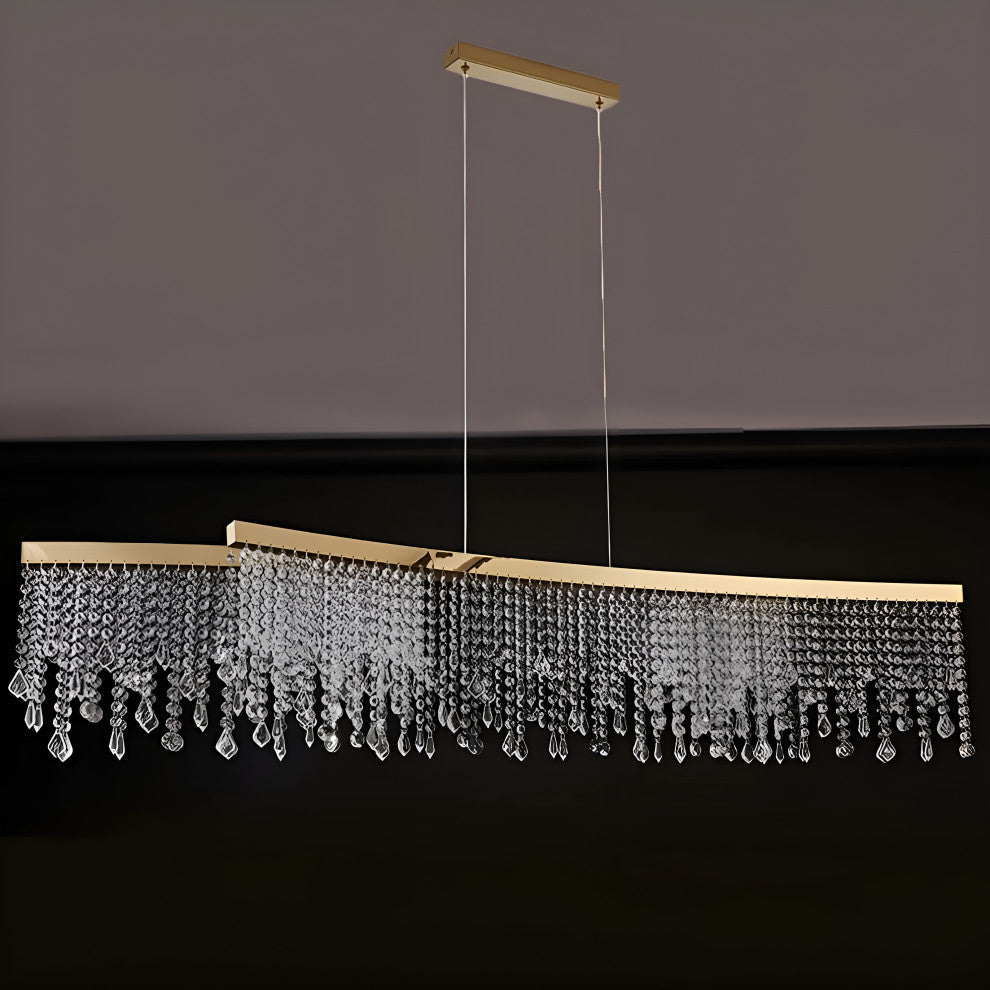 Vado Ligure | Modern Gold Crystal Ceiling Chandelier for Dining Room, 59"
