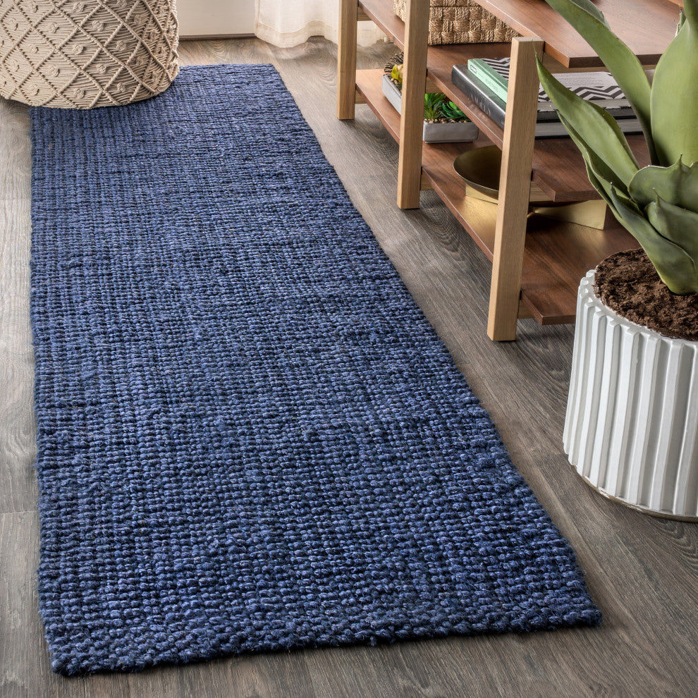 Pata Hand Woven Area Rug, Navy, 6'x9'