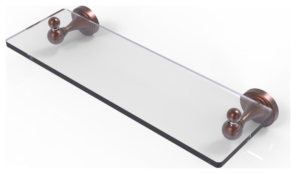 Sag Harbor 16" Glass Vanity Shelf with Beveled Edges, Antique Copper