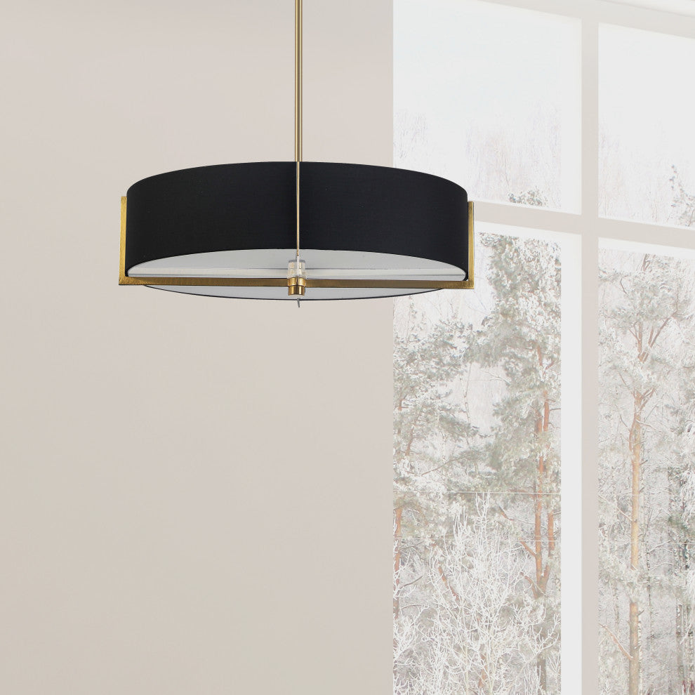 Black Contemporary Pendant With Aged Brass Metal