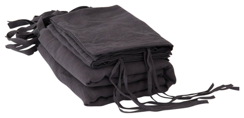 Linen Duvet Set with Tie Straps, Dark Grey, King