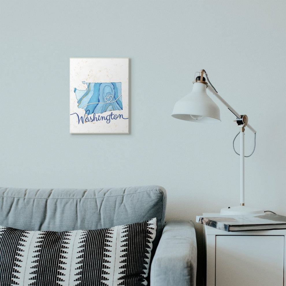 Stupell Industries Washington Agate Blue US State Design, 10 x 15