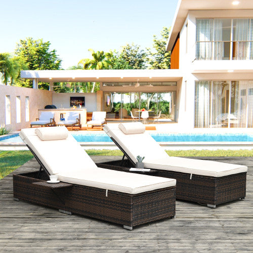 2 Piece Patio Rattan Chaise Lounge Outdoor Pe Wicket Furniture Set