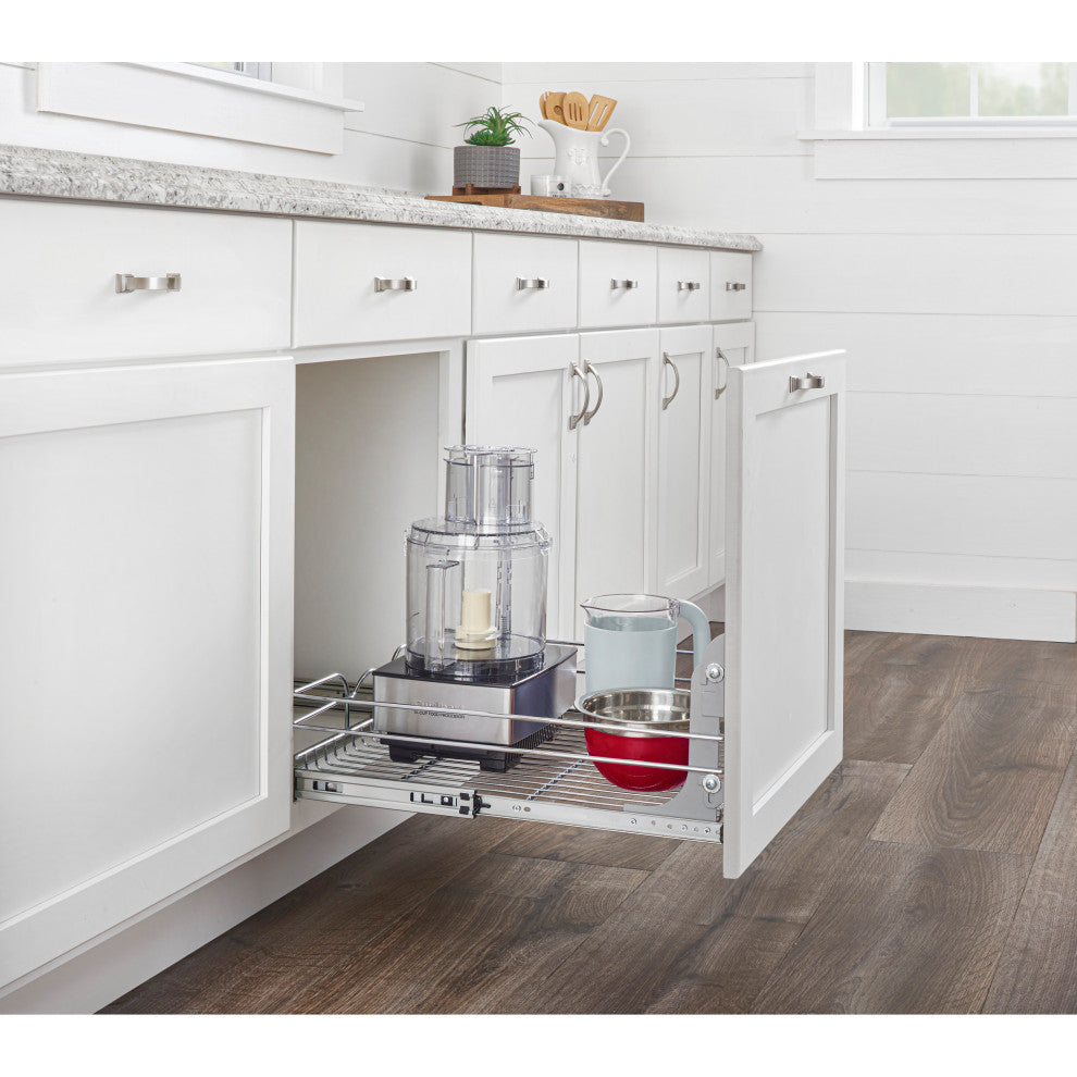 Single Tier Bottom Mount Pull Out Steel Wire Organizer, 18"