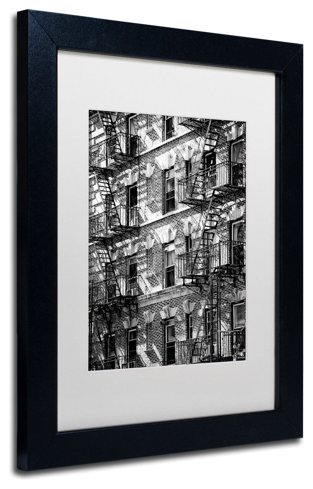 Philippe Hugonnard 'New York Facade', Black Frame, White Mat, 14x11