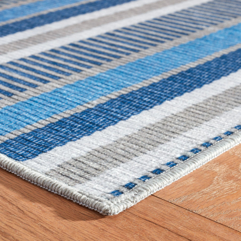 Kit Kemp x Dash & Albert Always Greener Machine Washable Rug, Blue, 2' x 3'