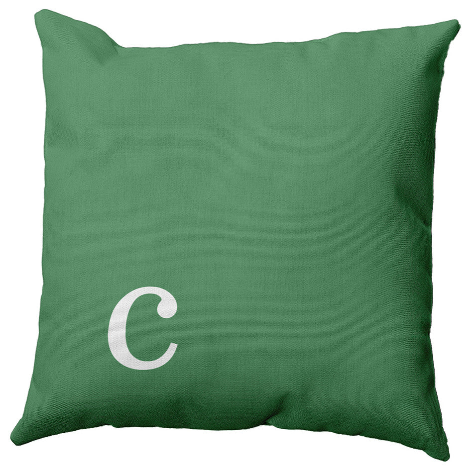 20"x20" Modern Monogram Decorative Throw Pillow, Sage